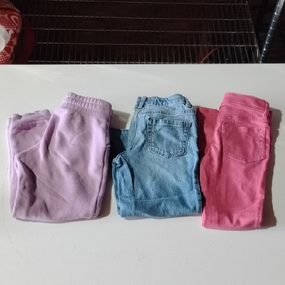 Jumping Beans Pink Jeggings, Cat & Jack Blue Jeans and Purple Jogger